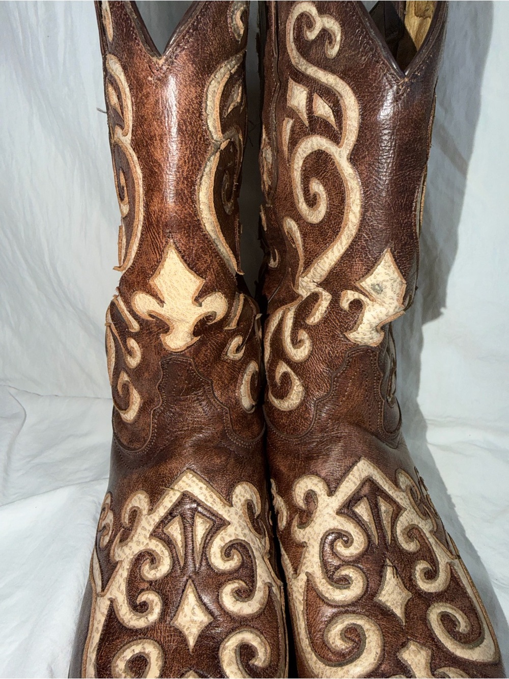 Tony Lama Earth Santa Fe Leather Snip Toe Western Boots VF3024 Size 9B - Picture 7 of 11
